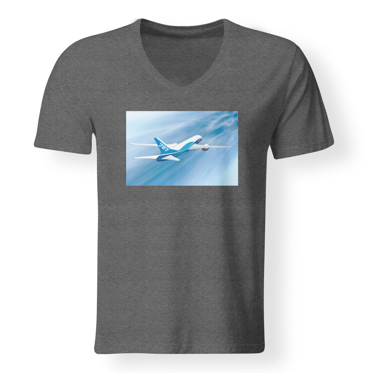 Beautiful Painting of Boeing 787 Dreamliner Designed V-Neck T-Shirts