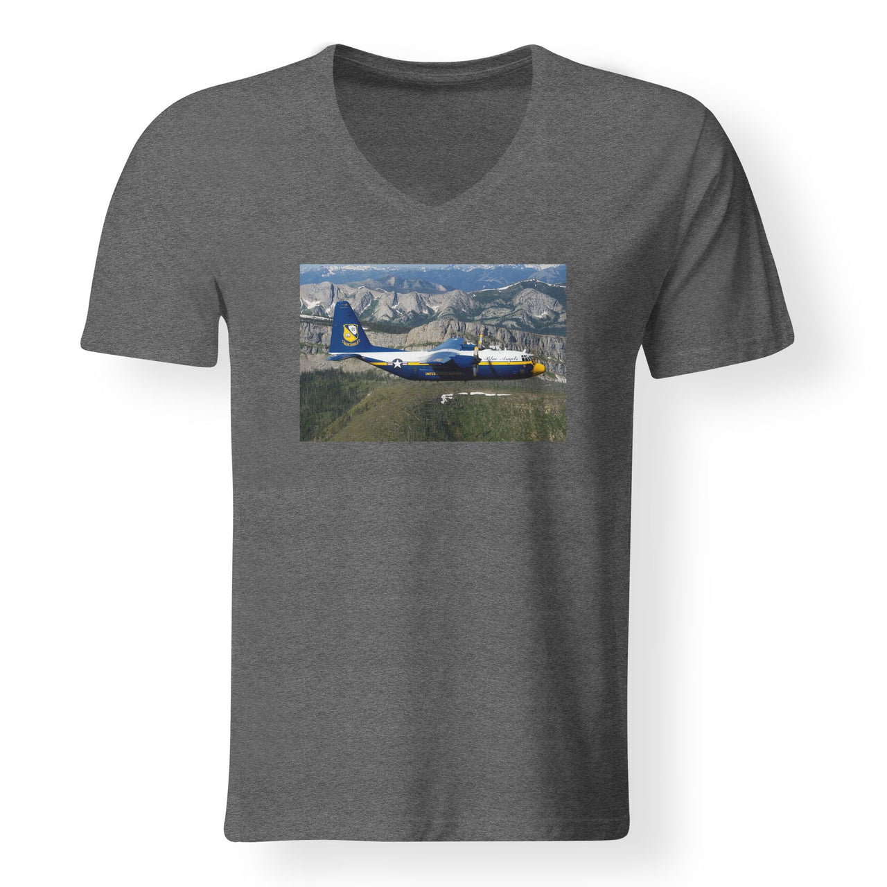 Amazing View with Blue Angels Aircraft Designed V-Neck T-Shirts