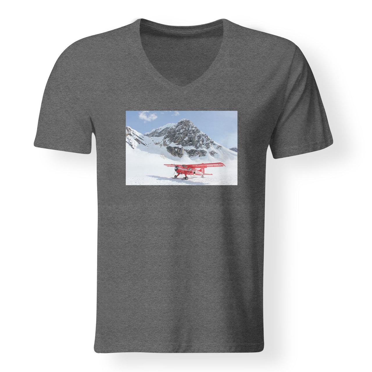 Amazing Snow Airplane Designed V-Neck T-Shirts