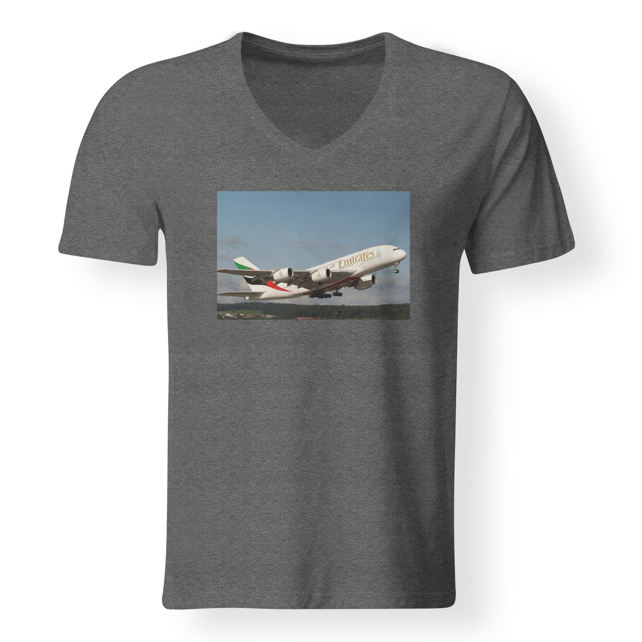 Departing Emirates A380 Designed V-Neck T-Shirts