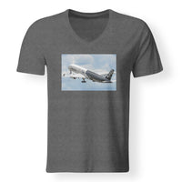 Thumbnail for Departing Airbus A350 (Original Livery) Designed V-Neck T-Shirts