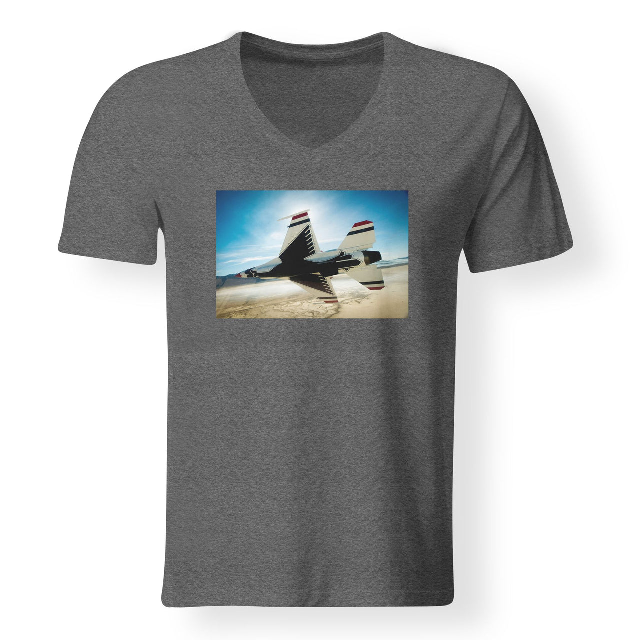 Turning Right Fighter Jet 16 Designed V-Neck T-Shirts