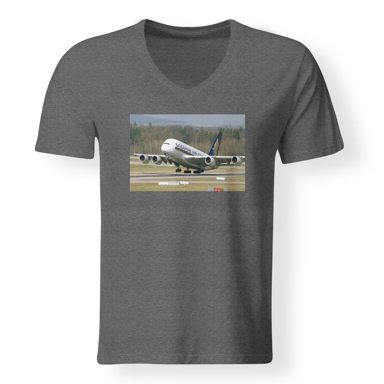 Departing Singapore Airlines A380 Designed V-Neck T-Shirts