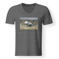 Thumbnail for Departing Singapore Airlines A380 Designed V-Neck T-Shirts