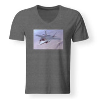 Thumbnail for Fighter Jet 35 Captured in the Air Designed V-Neck T-Shirts