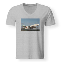 Thumbnail for Departing Emirates A380 Designed V-Neck T-Shirts