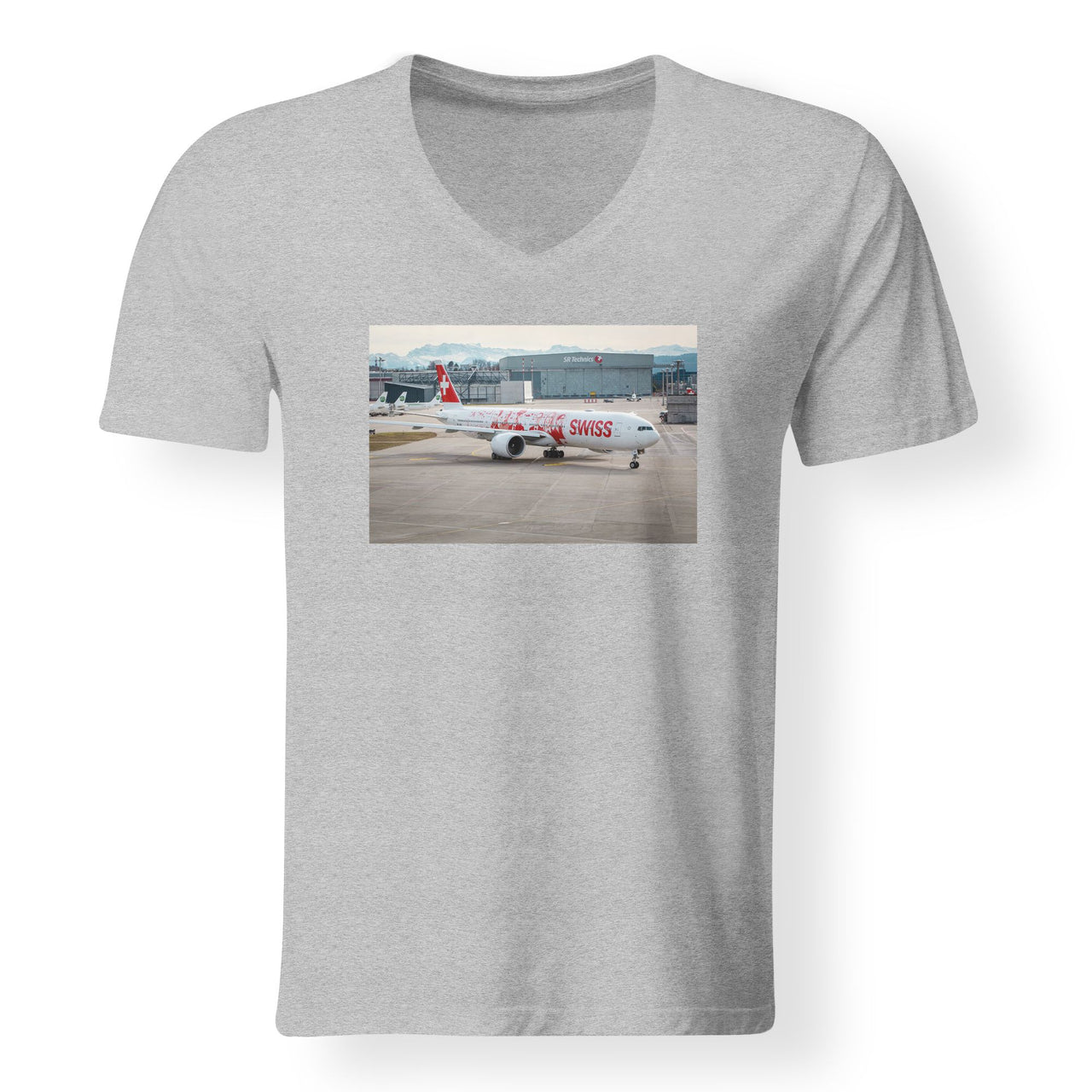 Boeing 777 Swiss Foto Designed V-Neck T-Shirts