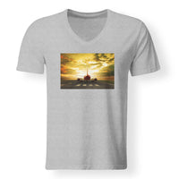 Thumbnail for Ready for Departure Passanger Jet Designed V-Neck T-Shirts