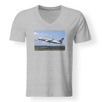 Thumbnail for Departing Ryanair's Boeing 737 Designed V-Neck T-Shirts