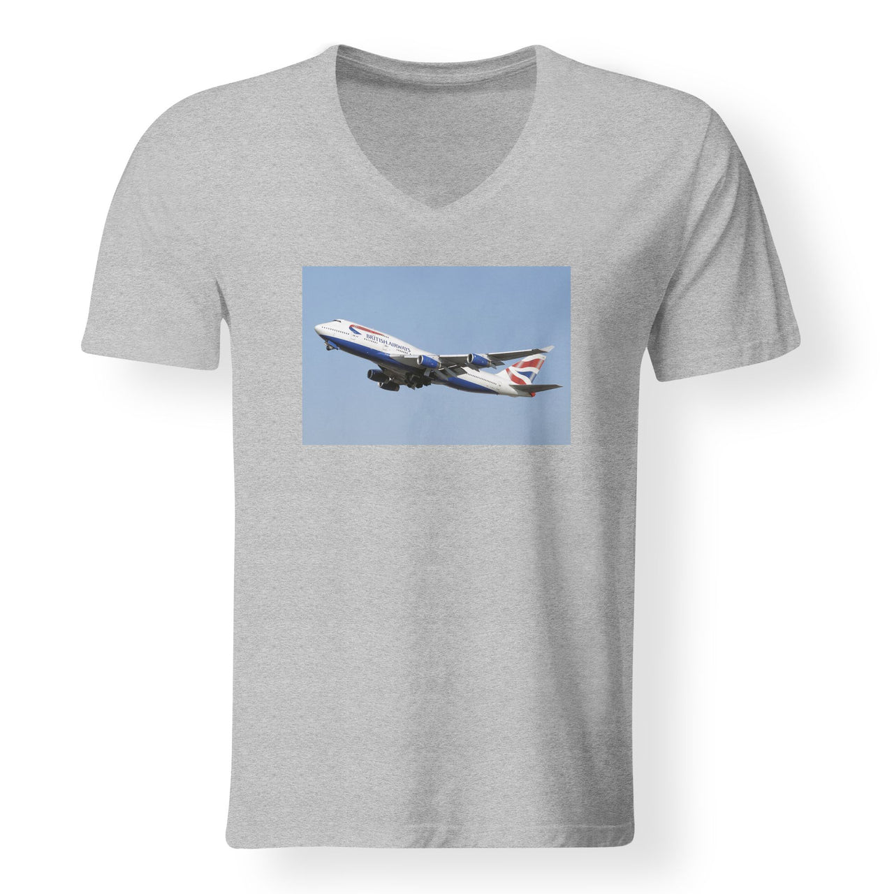 Departing British Airways Boeing 747 Designed V-Neck T-Shirts