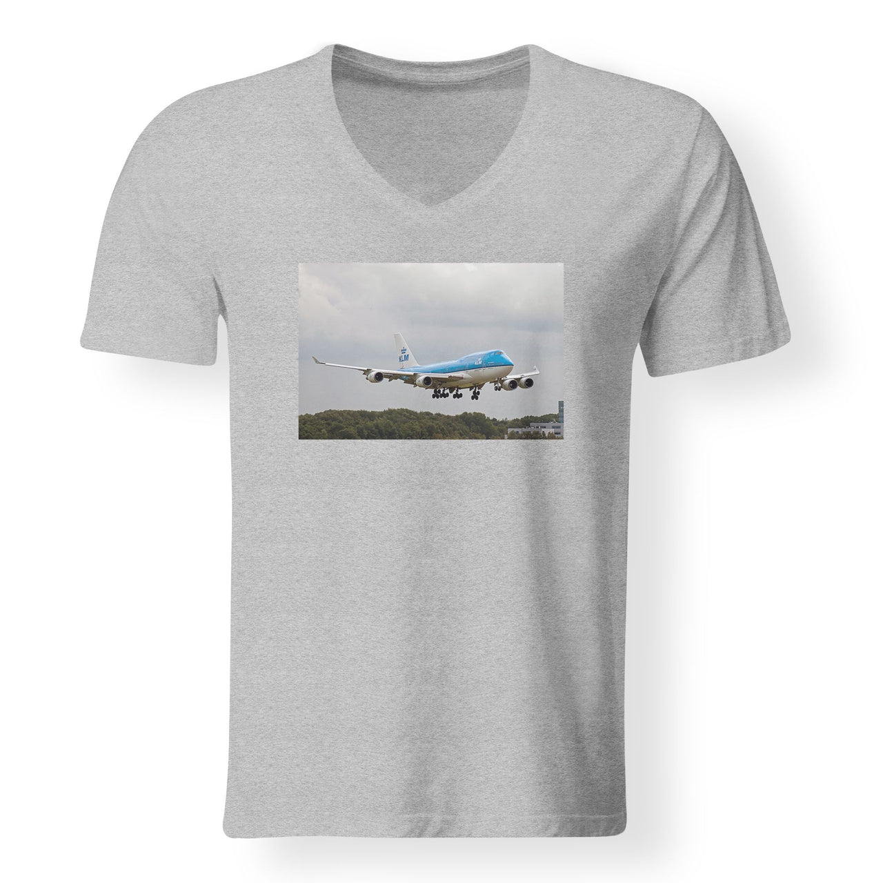 Landing KLM's Boeing 747 Designed V-Neck T-Shirts