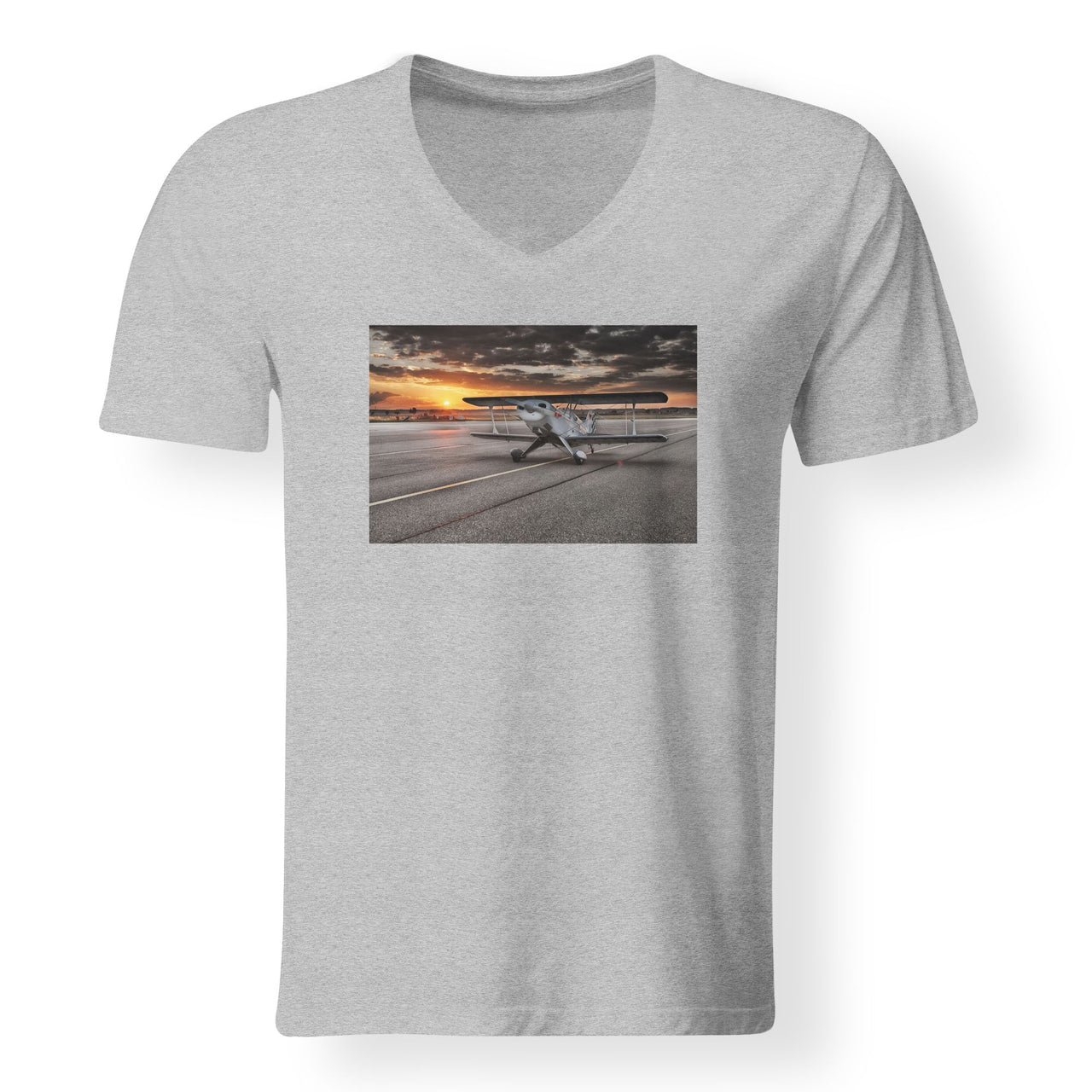 Beautiful Show Airplane Designed V-Neck T-Shirts