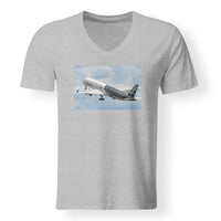 Thumbnail for Departing Airbus A350 (Original Livery) Designed V-Neck T-Shirts