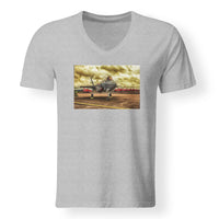 Thumbnail for Fighting Falcon F35 at Airbase Designed V-Neck T-Shirts