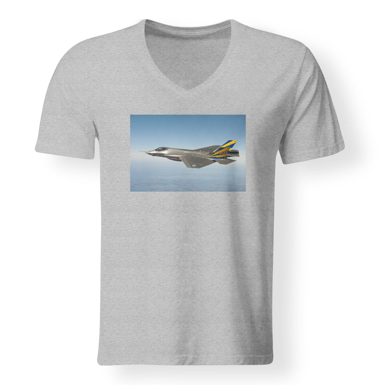 Cruising Fighter Jet 35 Designed V-Neck T-Shirts