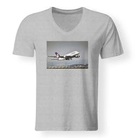 Thumbnail for Departing Lufthansa A380 Designed V-Neck T-Shirts