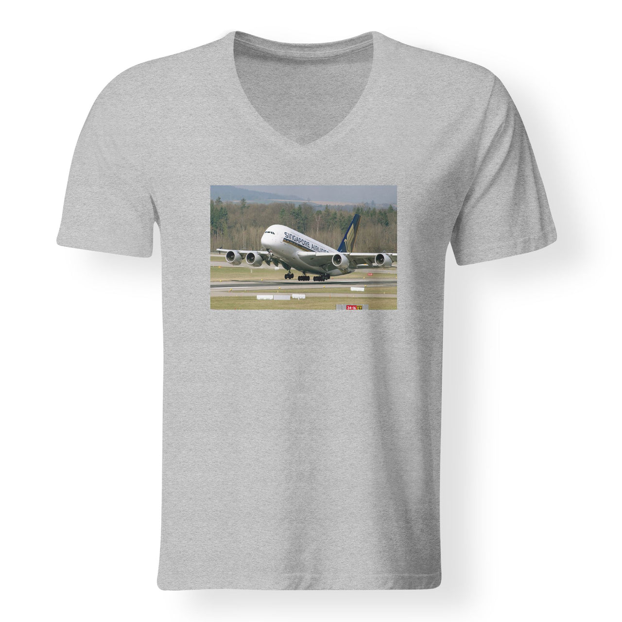 Departing Singapore Airlines A380 Designed V-Neck T-Shirts