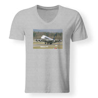 Thumbnail for Departing Singapore Airlines A380 Designed V-Neck T-Shirts