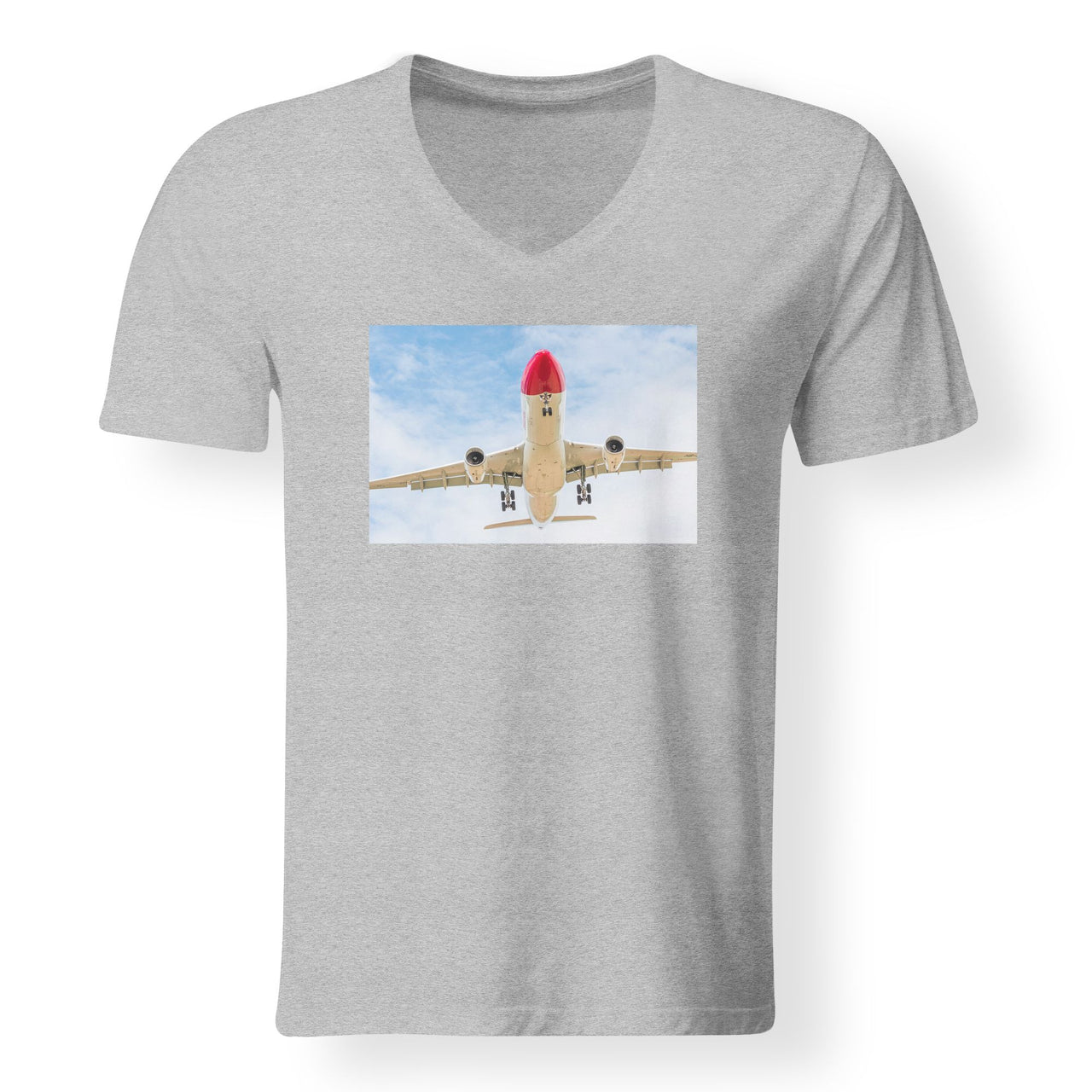 Beautiful Airbus A330 on Approach Designed V-Neck T-Shirts