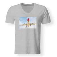 Thumbnail for Beautiful Airbus A330 on Approach Designed V-Neck T-Shirts