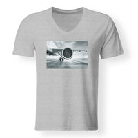 Thumbnail for Super Cool Airliner Jet Engine Designed V-Neck T-Shirts