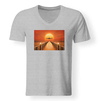 Thumbnail for Airbus A380 Towards Sunset Designed V-Neck T-Shirts