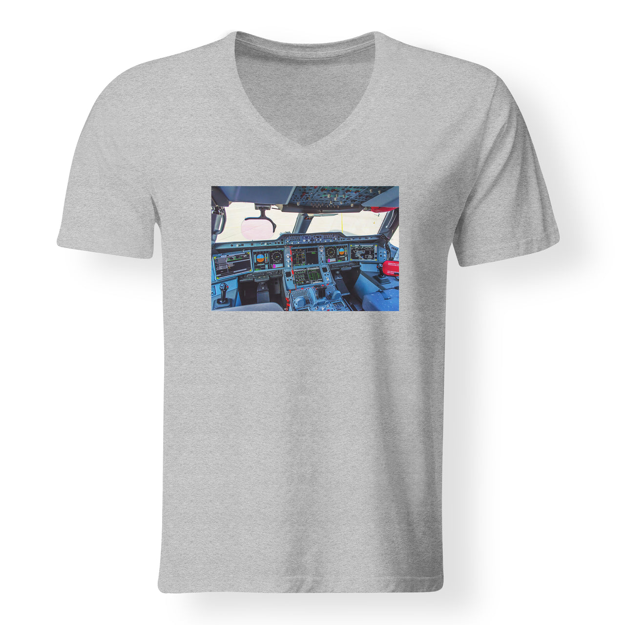 Airbus A350 Cockpit Designed V-Neck T-Shirts