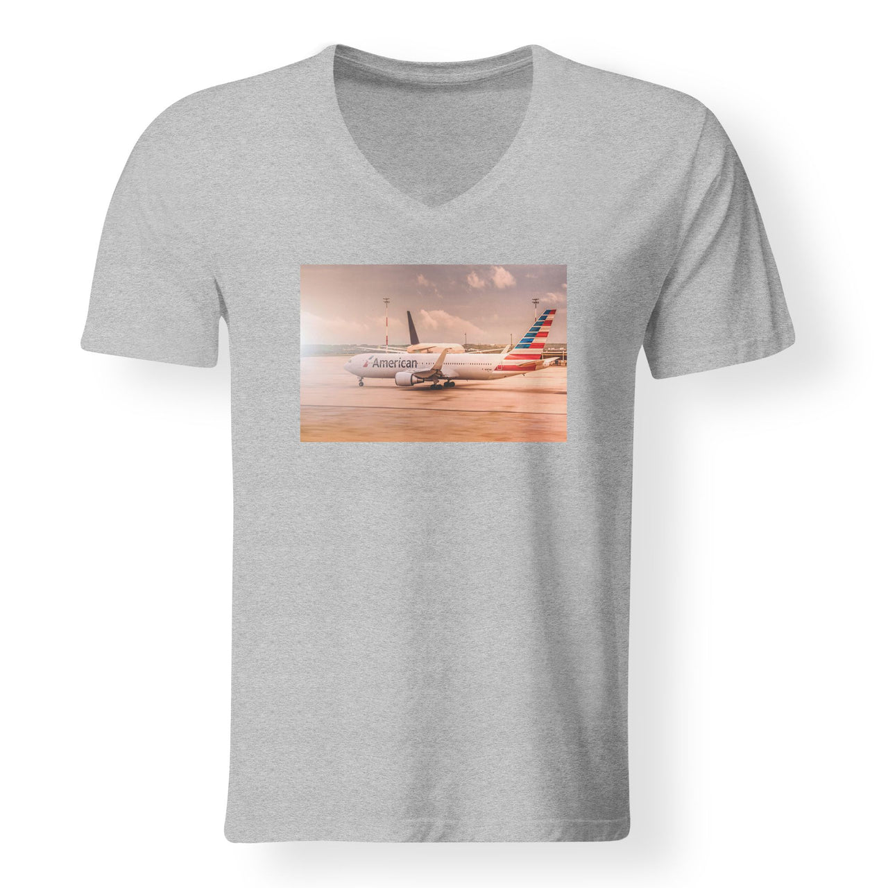 American Airlines Boeing 767 Designed V-Neck T-Shirts