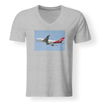 Thumbnail for Departing Qantas Boeing 747 Designed V-Neck T-Shirts
