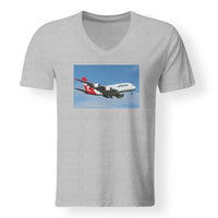 Thumbnail for Landing Qantas A380 Designed V-Neck T-Shirts