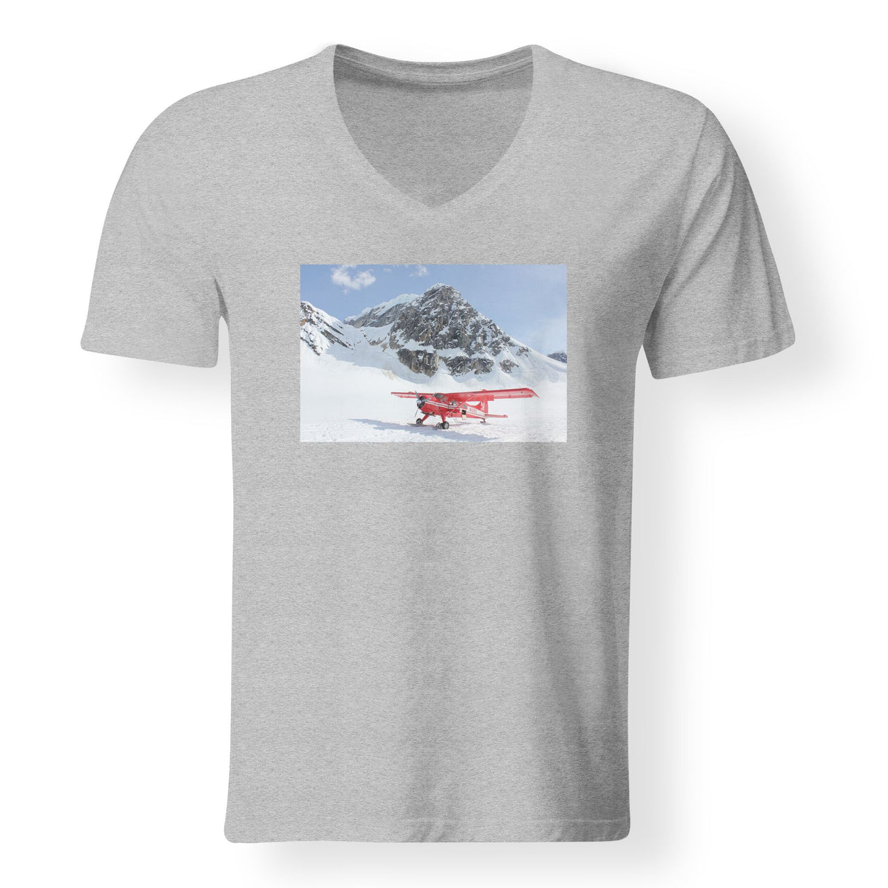 Amazing Snow Airplane Designed V-Neck T-Shirts