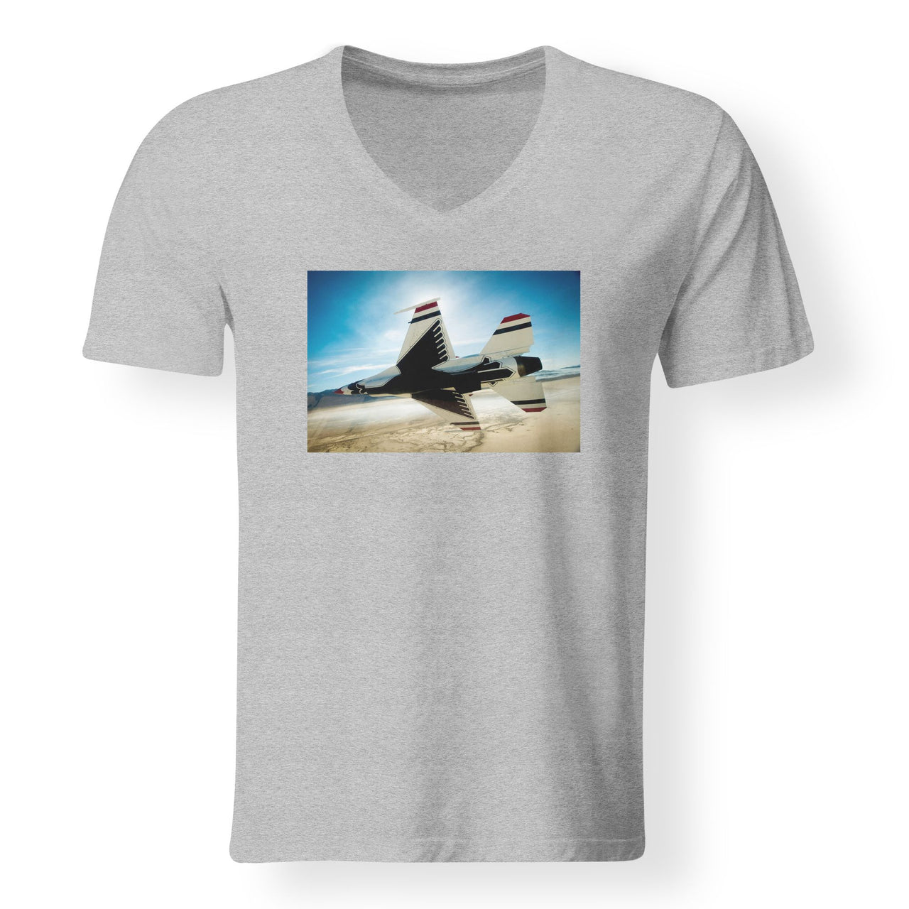 Turning Right Fighter Jet 16 Designed V-Neck T-Shirts
