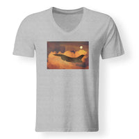 Thumbnail for Departing Fighter Jet 16 Designed V-Neck T-Shirts