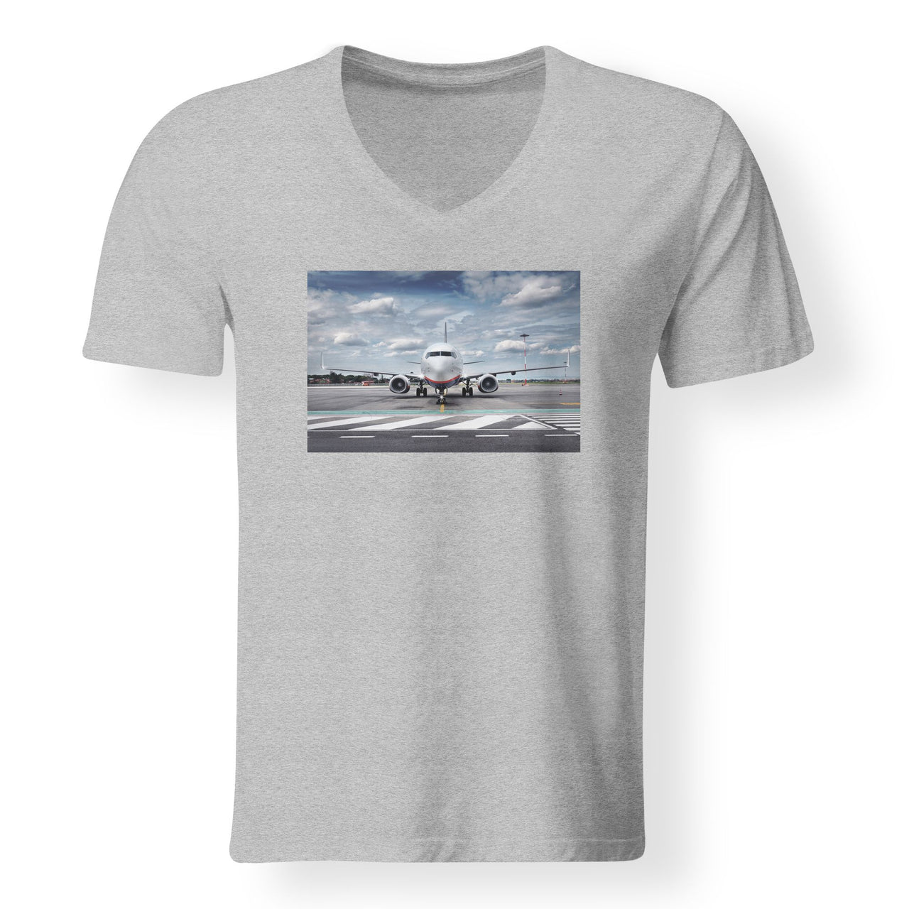 Amazing Clouds and Boeing 737 NG Designed V-Neck T-Shirts