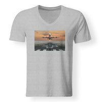 Thumbnail for Aircraft Departing from RW30 Designed V-Neck T-Shirts
