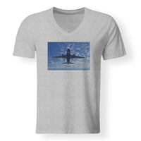 Thumbnail for Airplane From Below Designed V-Neck T-Shirts