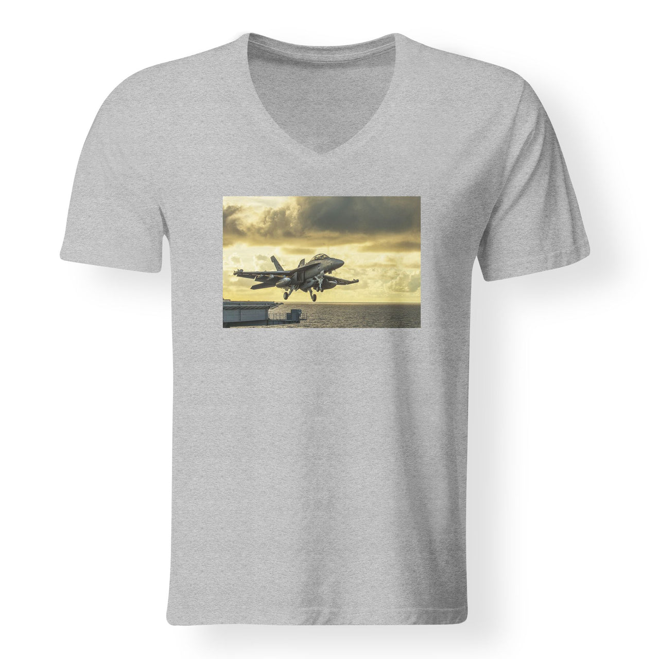 Departing Jet Aircraft Designed V-Neck T-Shirts