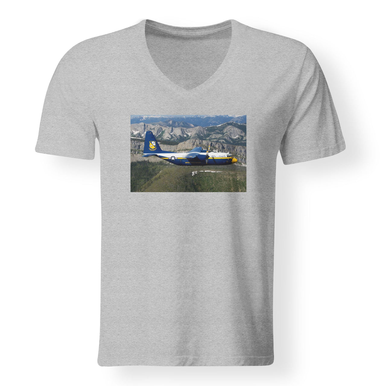 Amazing View with Blue Angels Aircraft Designed V-Neck T-Shirts