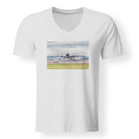 Thumbnail for Departing Boeing 737 Designed V-Neck T-Shirts