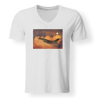 Thumbnail for Departing Fighter Jet 16 Designed V-Neck T-Shirts