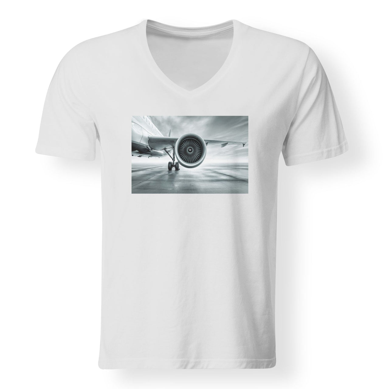 Super Cool Airliner Jet Engine Designed V-Neck T-Shirts