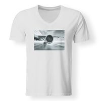 Thumbnail for Super Cool Airliner Jet Engine Designed V-Neck T-Shirts
