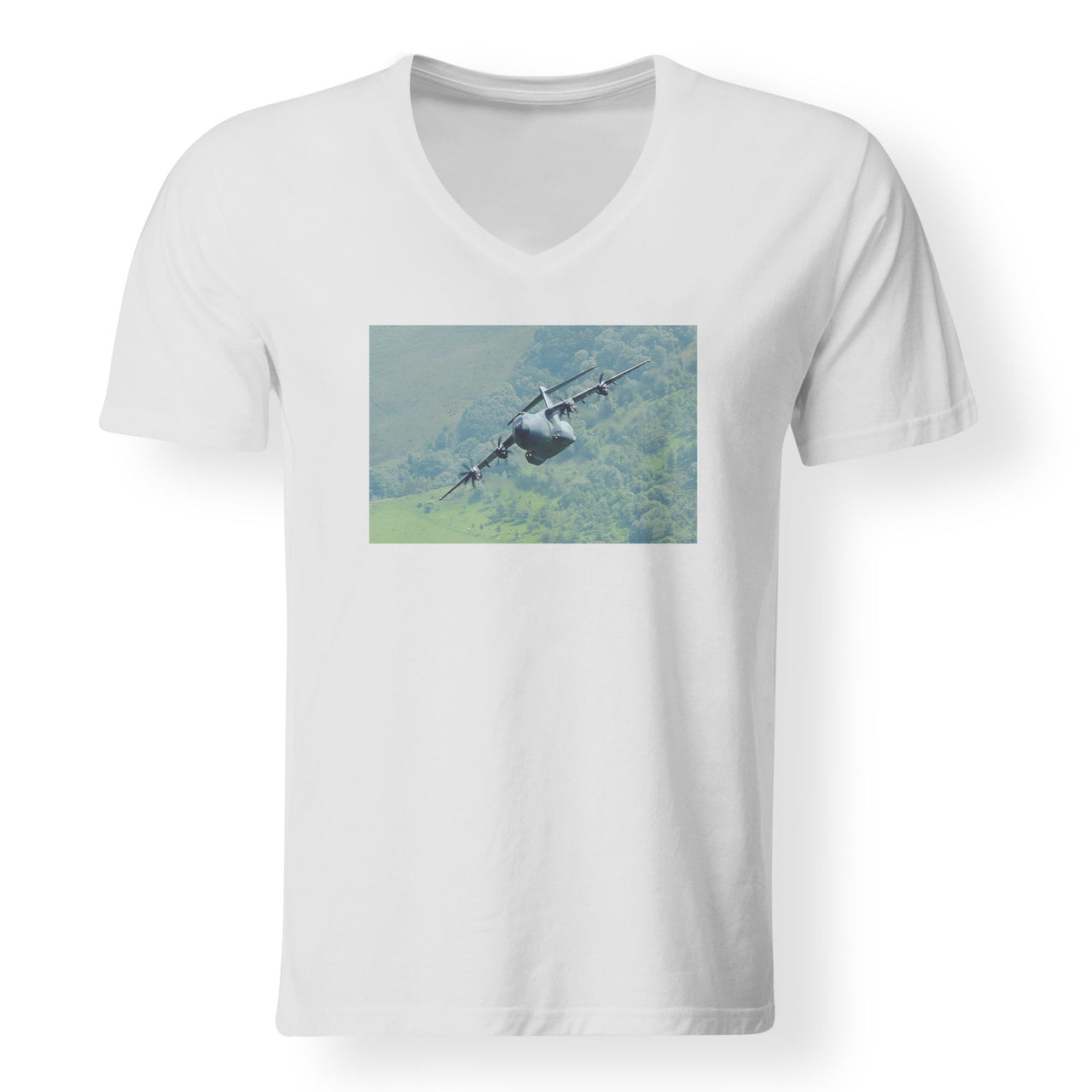 Cruising Airbus A400M Designed V-Neck T-Shirts