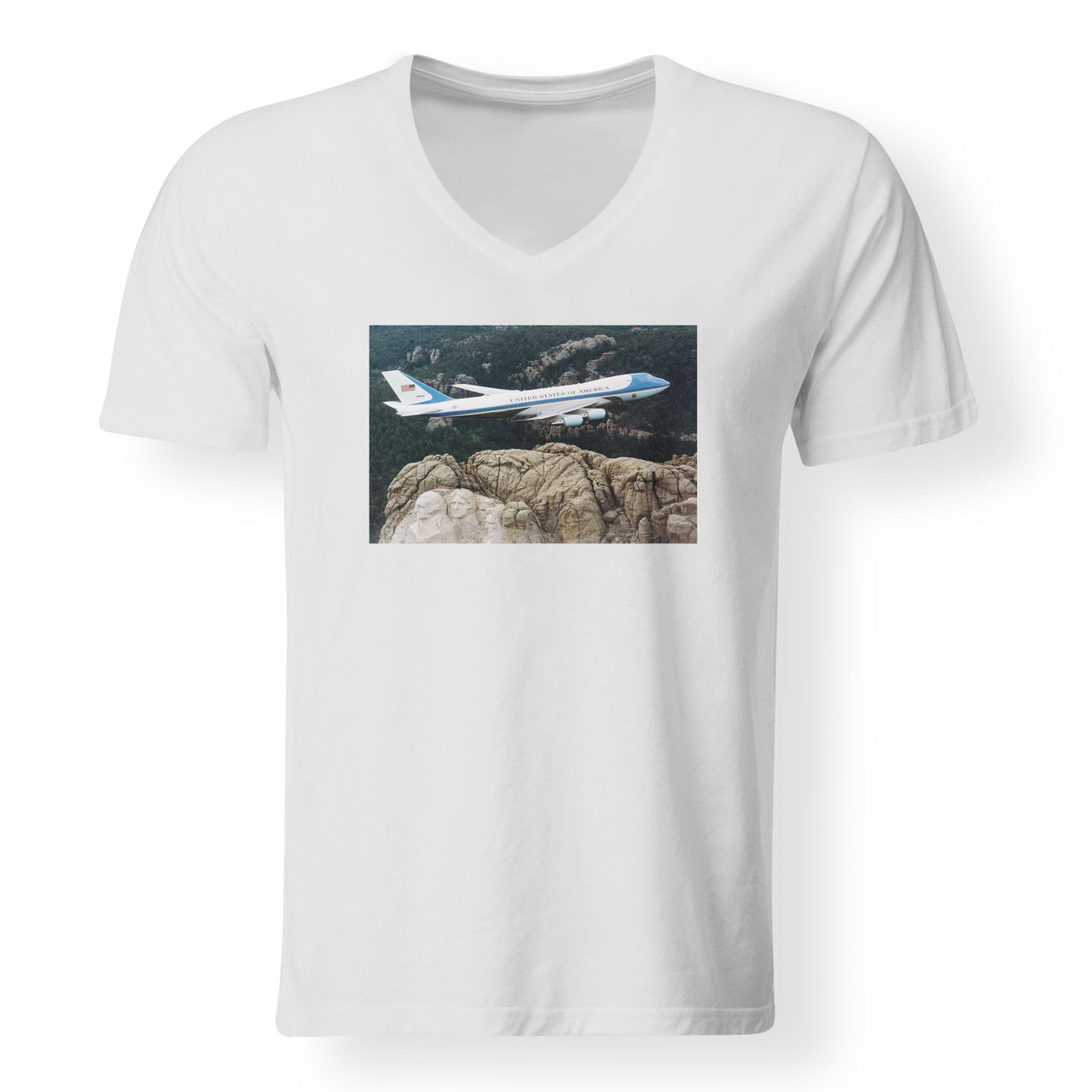 Cruising United States Of America Boeing 747 Designed V-Neck T-Shirts
