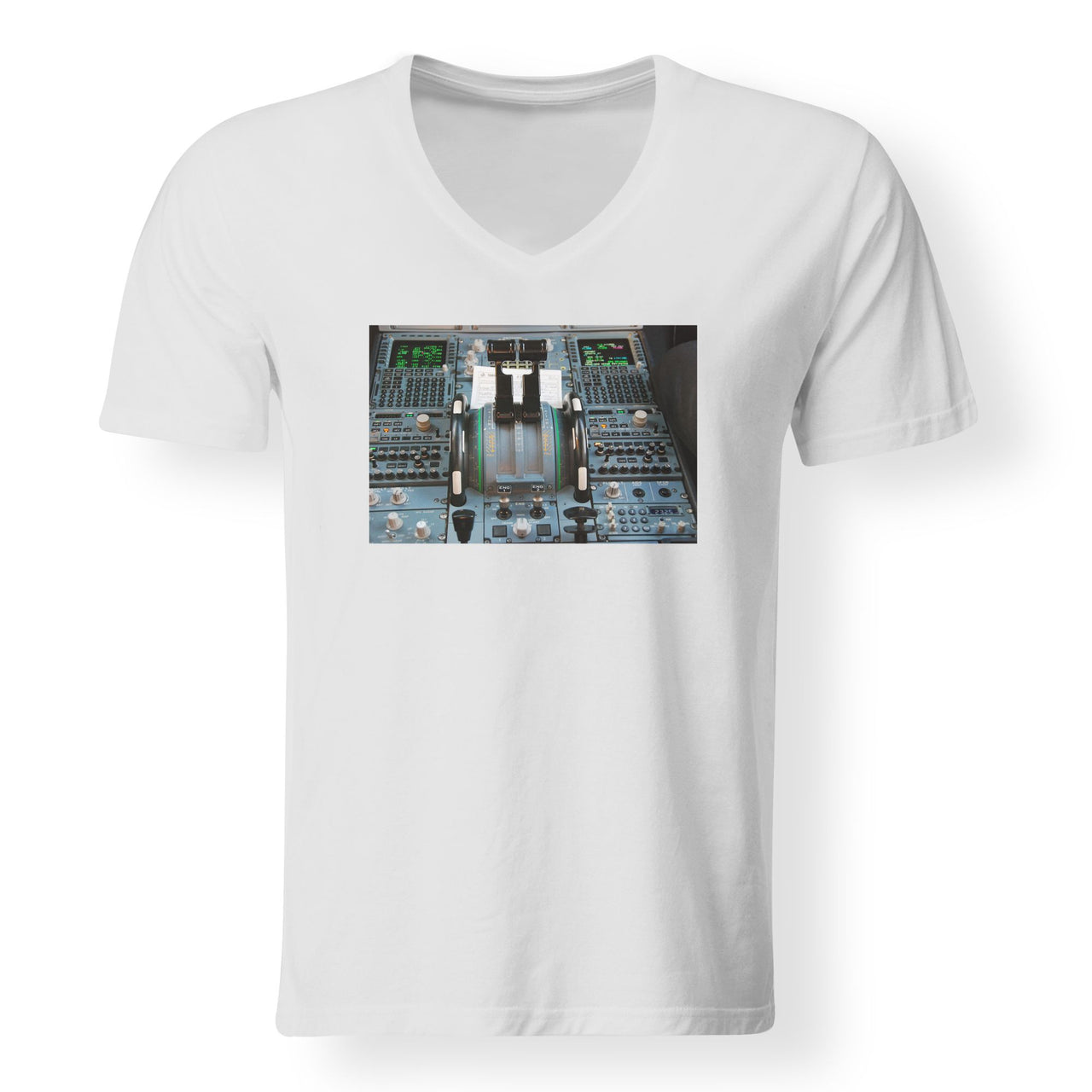 Airbus A320 Cockpit Designed V-Neck T-Shirts