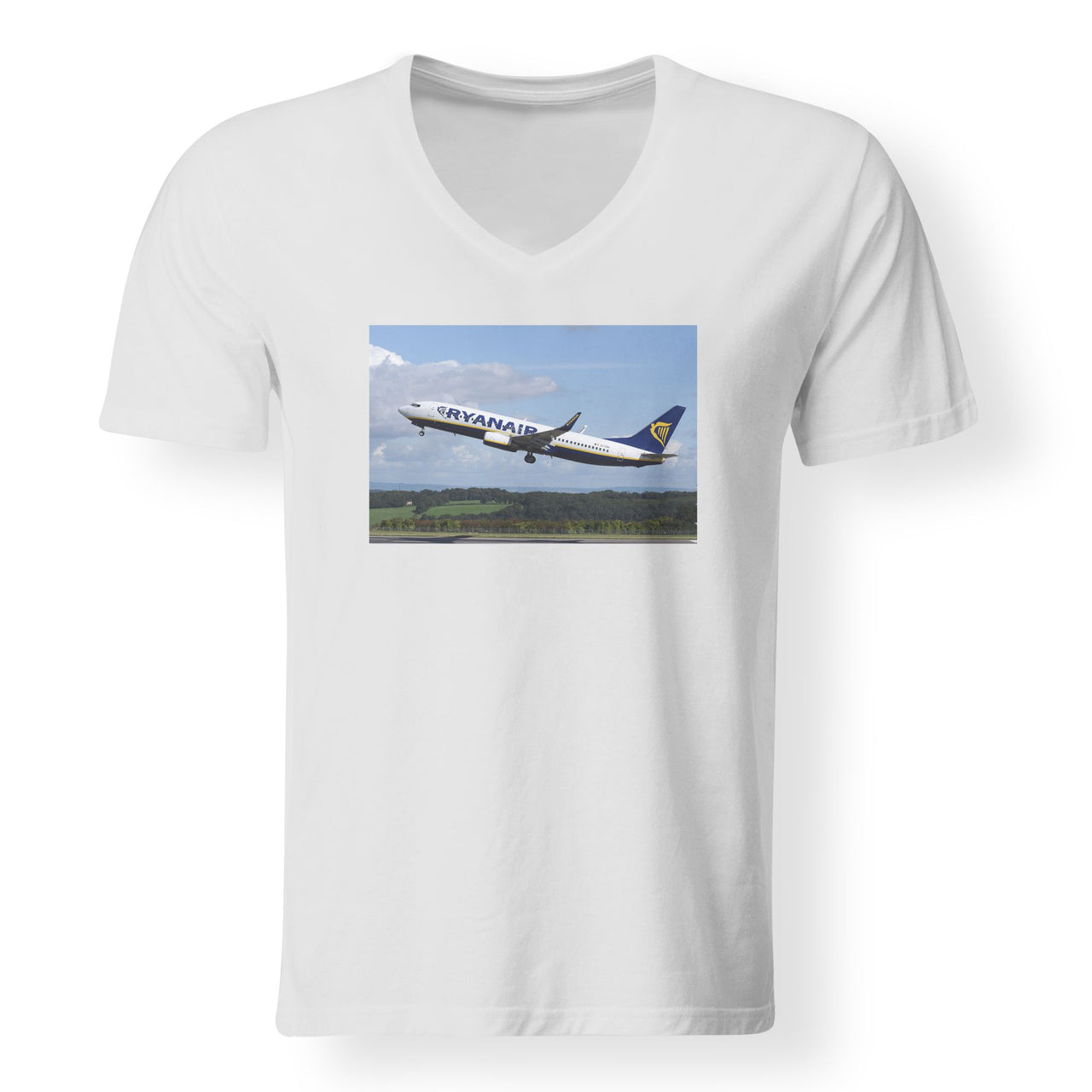 Departing Ryanair's Boeing 737 Designed V-Neck T-Shirts