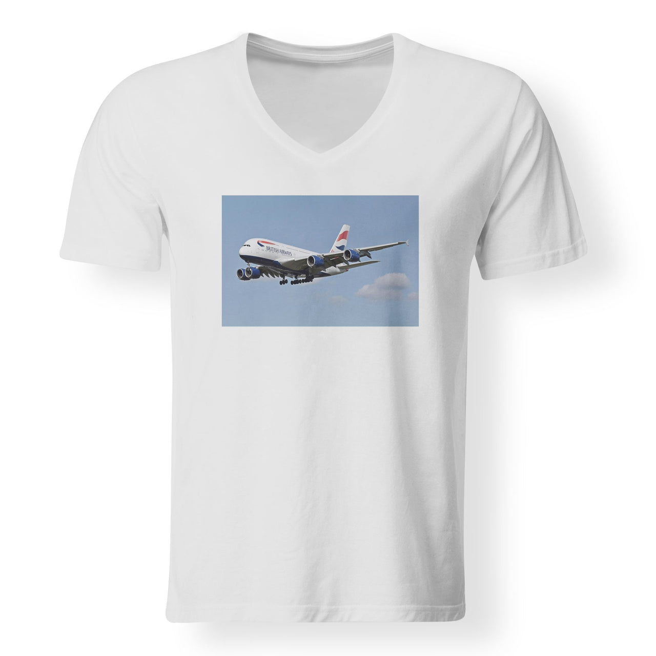 Landing British Airways A380 Designed V-Neck T-Shirts