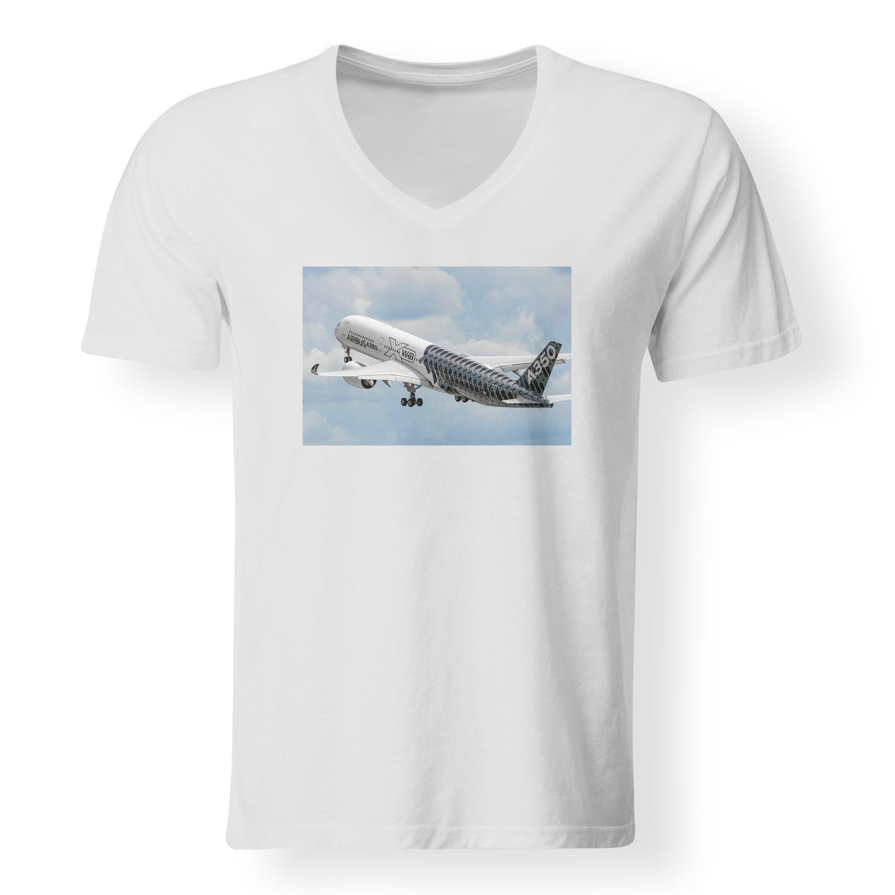 Departing Airbus A350 (Original Livery) Designed V-Neck T-Shirts