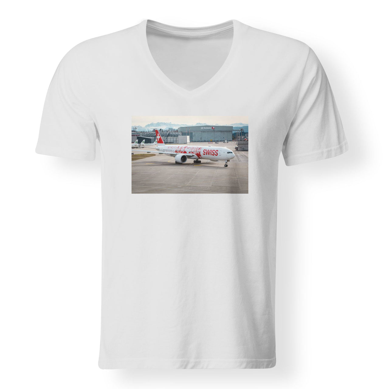 Boeing 777 Swiss Foto Designed V-Neck T-Shirts