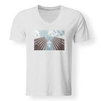 Thumbnail for Airplane Flying over Big Buildings Designed V-Neck T-Shirts